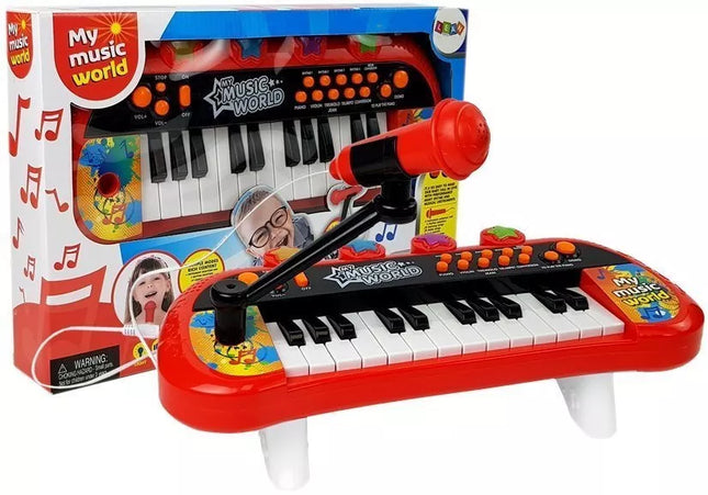 Pianinas su 24 klavišais, USB, mikrofonas, raudonas