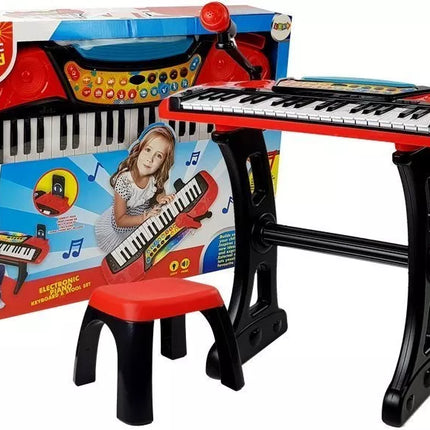 Klaviatūros stovas kėdė 37 klavišai raudona