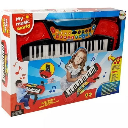 Klaviatūros stovas kėdė 37 klavišai raudona