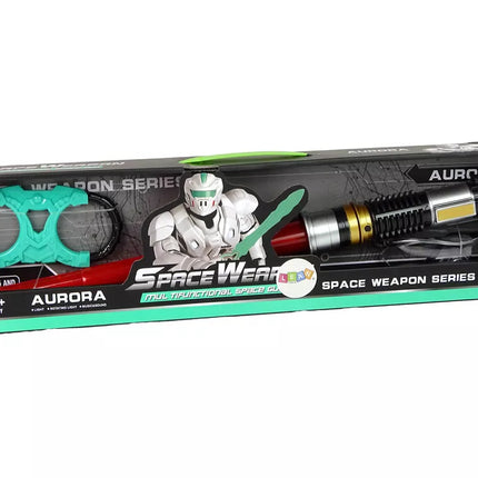 Žaisliniai kosminiai kardai su šviesos efektais, apsauginiai akiniai ir garsai