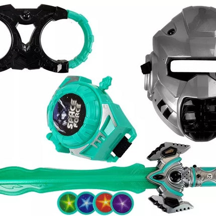 Kosminio žaislų rinkinys Šviesos kardas Kaukė Rankų grandinės