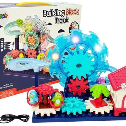 Kaladėlių rinkinys su čiuožykla. Apžvalgos ratas