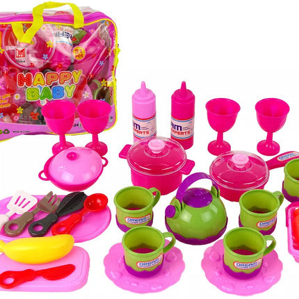 Virtuvinis rinkinys, 31 elementas, krepšys, indai, lėkštės, vaikams