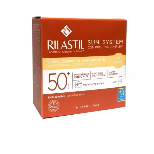Rilastil Sun System Compact Cream SPF50+ Uniforming, atspalvis 01 Beige 10g