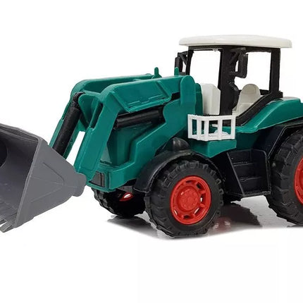 Transporto priemonių rinkinys su frikciniu visureigiu, raudonas automobilis ir ekskavatorius