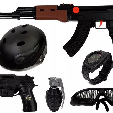 Policininko S.W.A.T. rinkinys: pistoletai ir šalmas