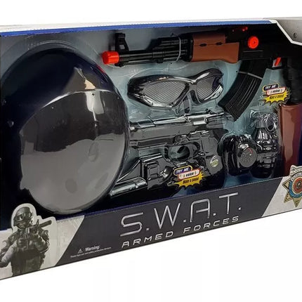 Policininko S.W.A.T. rinkinys: pistoletai ir šalmas