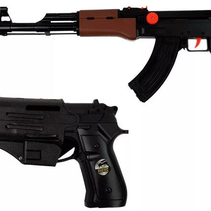 Policininko S.W.A.T. rinkinys: pistoletai ir šalmas