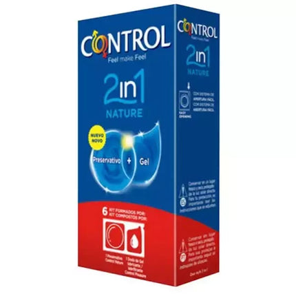 Control Duo Nature 2in1 Prezervatyvai+Gel 6 Vienetai