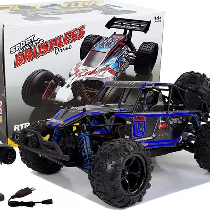 Nuotoliniu būdu valdomas bekelės bagis 1:18 mėlynas ENOZE 9303E 45 km/h