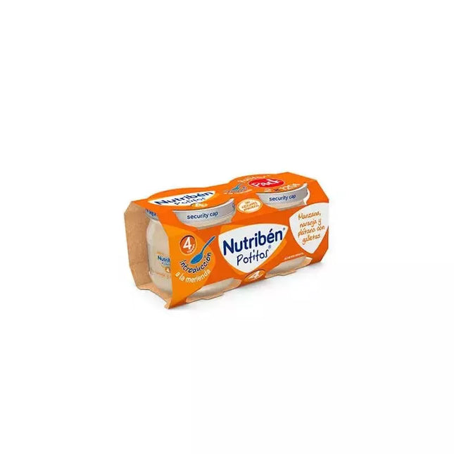 Nutriben Nutribén Puodukas Bipack Obuolių, Apelsinų, Bananų ir Sausainių 2x 120g