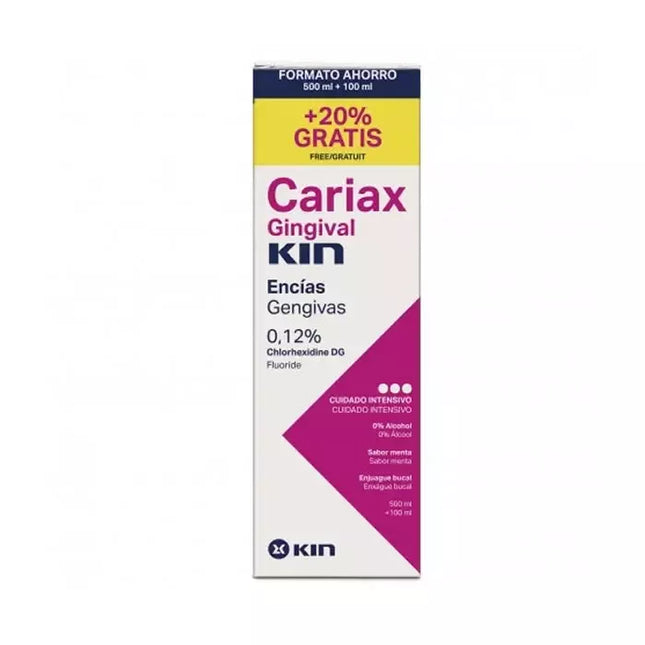 Kin Cariax burnos skalavimo skystis 500ml + 100ml nemokamai