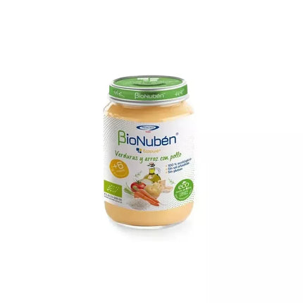 Bionubén Bionuben Ecopuré daržovių ir ryžių stiklainis su vištiena 6m 250g