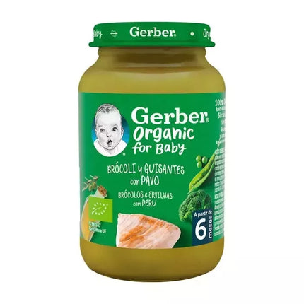 „Gerber“ ekologiškas brokolių ir žirnelių tyrelė su kalakutiena 190g