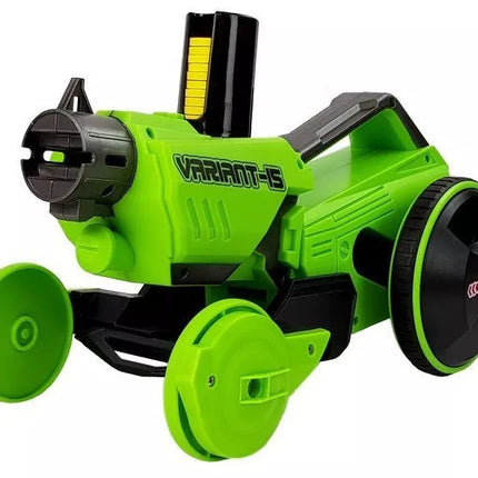 Automobilis-šaudyklė 2 viename, valdomas nuotoliniu būdu, šaudo putplasčio diskais, žalias