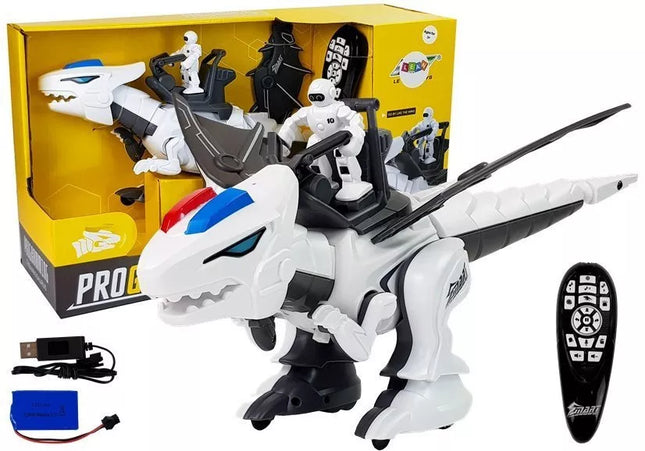 Dinozauras Tyranas robotas interaktyvus nuotolinio valdymo pultas K18 programavimas baltas