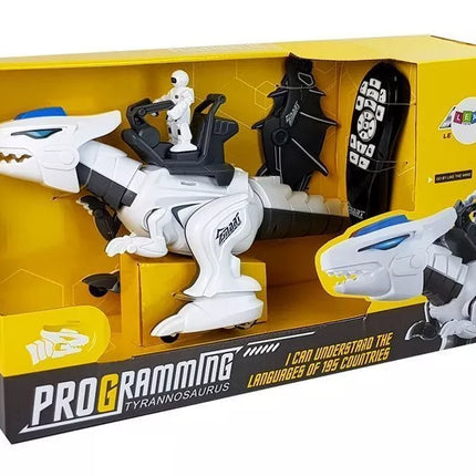 Dinozauras Tyranas robotas interaktyvus nuotolinio valdymo pultas K18 programavimas baltas
