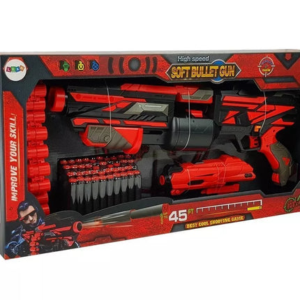 Šovinių pistoletas su putų užtaisais, 40 vnt., raudonas/juodas, Target