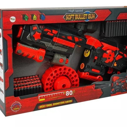 Didelis putplasčio šovinių šautuvas su besisukančia 80 šovinių dėtuve, 59 cm