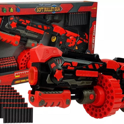 Didelis putplasčio šovinių šautuvas su besisukančia 80 šovinių dėtuve, 59 cm