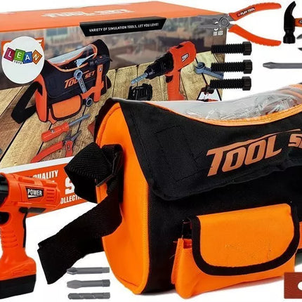 Rankų įrankių rinkinys krepšyje su akumuliatoriniu suktuvu