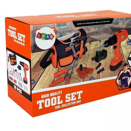 Rankų įrankių rinkinys krepšyje su akumuliatoriniu suktuvu