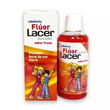 Lacer™ Fluorido 0,05 Braškių skonio burnos skalavimo skystis 500ml