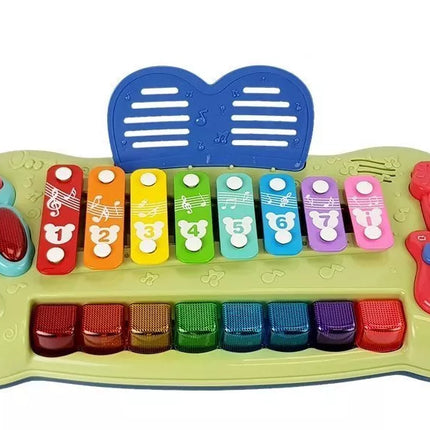 Kūdikių fortepijonas su cimbolais, apšviestais klavišais ir muzika