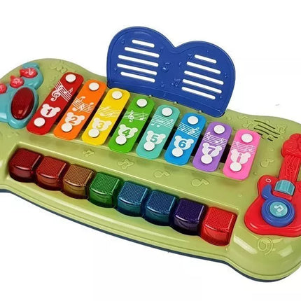 Kūdikių fortepijonas su cimbolais, apšviestais klavišais ir muzika