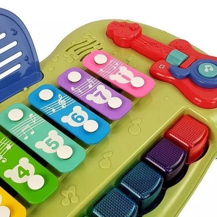 Kūdikių fortepijonas su cimbolais, apšviestais klavišais ir muzika