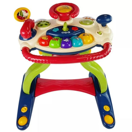 3 viename interaktyvus vaikiškas vežimėlis, kūdikio vairas, garsai, melodijos, gyvūnai