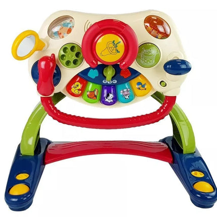 3 viename interaktyvus vaikiškas vežimėlis, kūdikio vairas, garsai, melodijos, gyvūnai