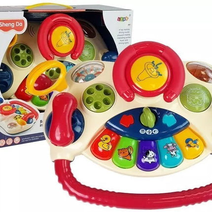 Interaktyvus kūdikio vairas su pianinu, gyvūnų garsais ir telefonu