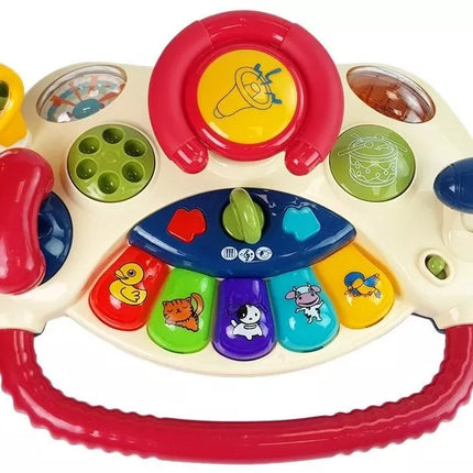 Interaktyvus kūdikio vairas su pianinu, gyvūnų garsais ir telefonu