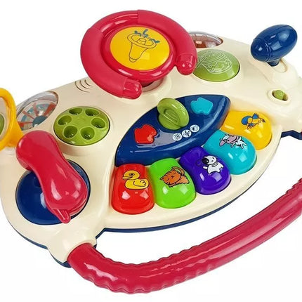 Interaktyvus kūdikio vairas su pianinu, gyvūnų garsais ir telefonu