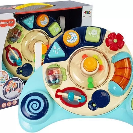 Interaktyvus kūdikio žaislinis skydelis Muzika Gyvūnas Mėlynas