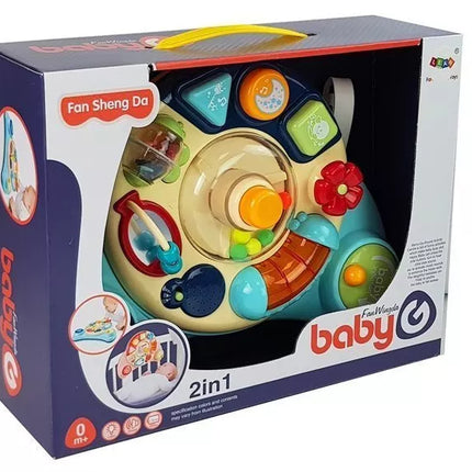 Interaktyvus kūdikio žaislinis skydelis Muzika Gyvūnas Mėlynas