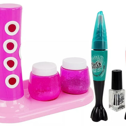 Nagų lakavimo rinkinys su blizgučių dozatoriumi ir spalvotais lipdukais