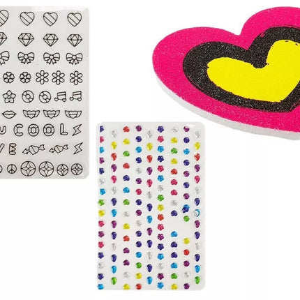 Nagų lakavimo rinkinys su blizgučių dozatoriumi ir spalvotais lipdukais