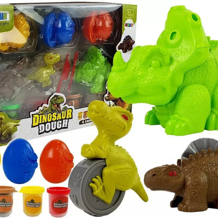 Žaidimo tešla Dinozaurų kiaušinių formelės 12 vienetų 4 spalvų