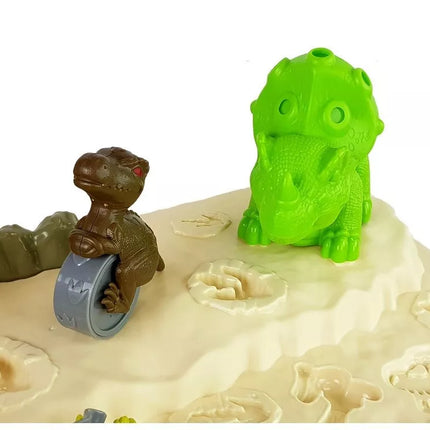 Žaidimų staliukas su plastilinu „Daisy“, dinozaurų kiaušinių formelės, ugnikalnis su švytinčia lava, 4 spalvos
