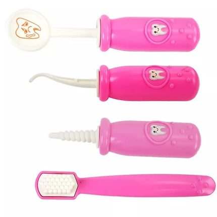 Mažas Odontologo Medicininio Rinkinio Aksesuarai Rožiniame Dėkle