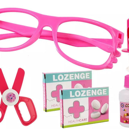 Mažas Odontologo Medicininio Rinkinio Aksesuarai Rožiniame Dėkle