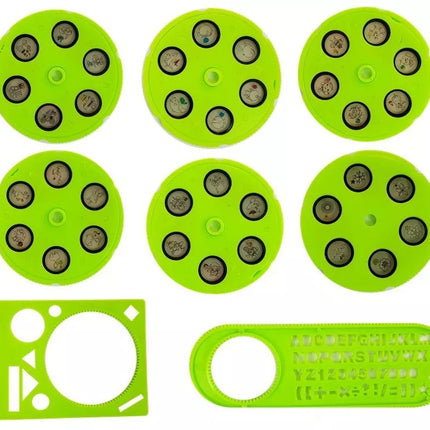 Edukacinis staliukas su projektoriumi, kėdute, kreidelėmis, magnetais, raidėmis ir skaičiais