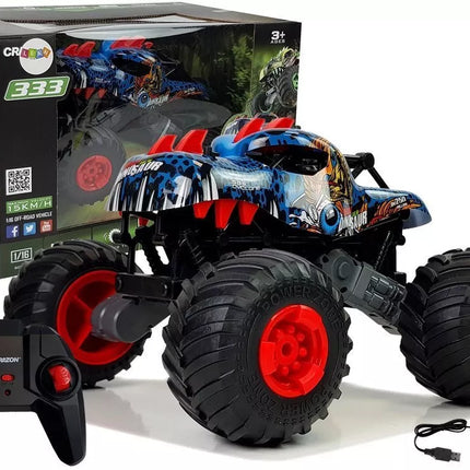 Dinozaurų nuotolinio valdymo visureigis su dideliais ratais 2.4G