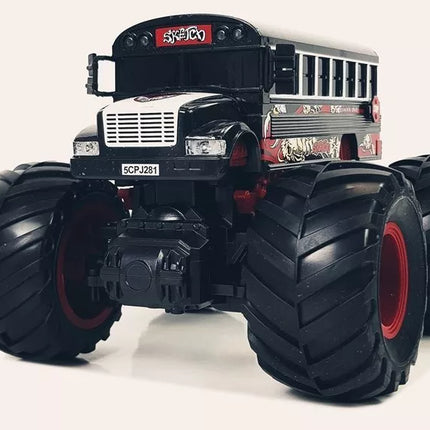 Didelis nuotoliniu būdu valdomas autobusas su dideliais ratais 2.4G garsas juodas