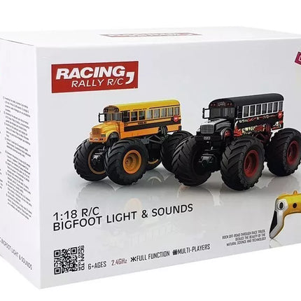 Didelis nuotoliniu būdu valdomas autobusas su dideliais ratais 2.4G garsas juodas