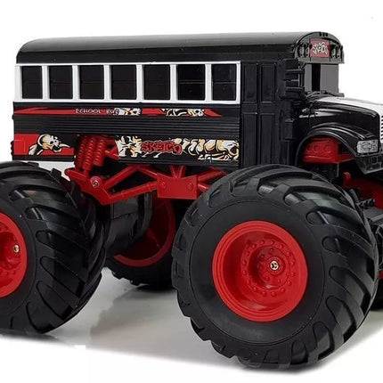 Didelis nuotoliniu būdu valdomas autobusas su dideliais ratais 2.4G garsas juodas