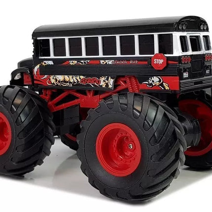 Didelis nuotoliniu būdu valdomas autobusas su dideliais ratais 2.4G garsas juodas