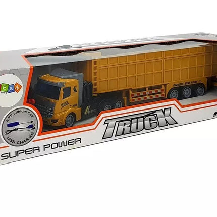 Sunkvežimis su didele priekaba, valdomas nuotoliniu būdu, 27 Mhz, 1:48, geltonas